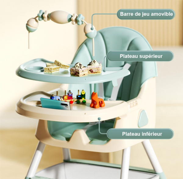 Chaise Haute 3en1 - JEUVO - Vert - 9