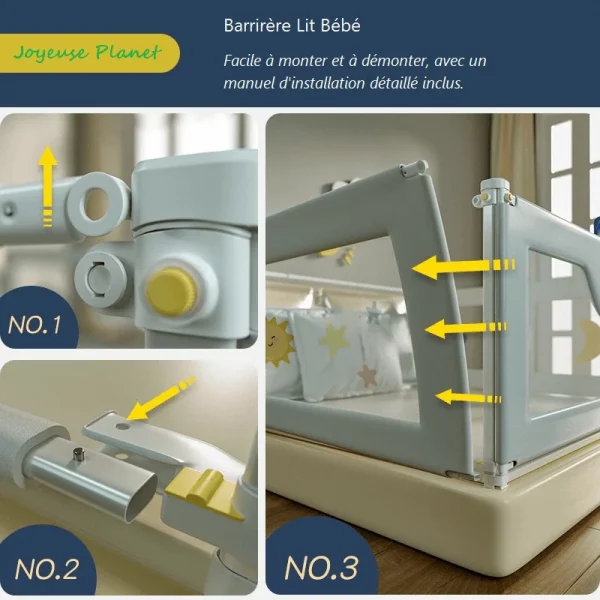 Barrière lit bebe Joyeuse Planet 1.4 1.6m B-5