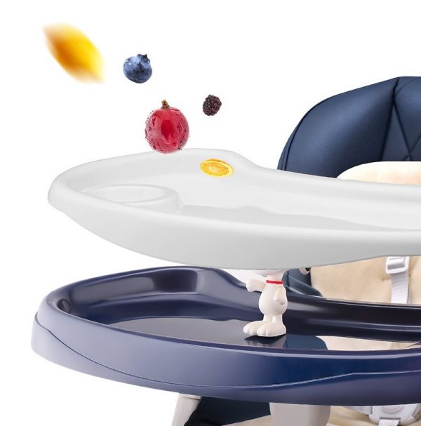 Chaise haute évolutive - LUXTAR - Bleu - Double plateaux