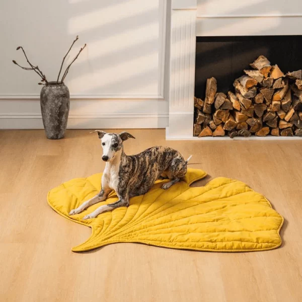 Tapis feuille-Jaune-5
