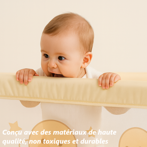 Parc bébé pliable 130×130 cm avec tapis, facile à transporter – Marque française