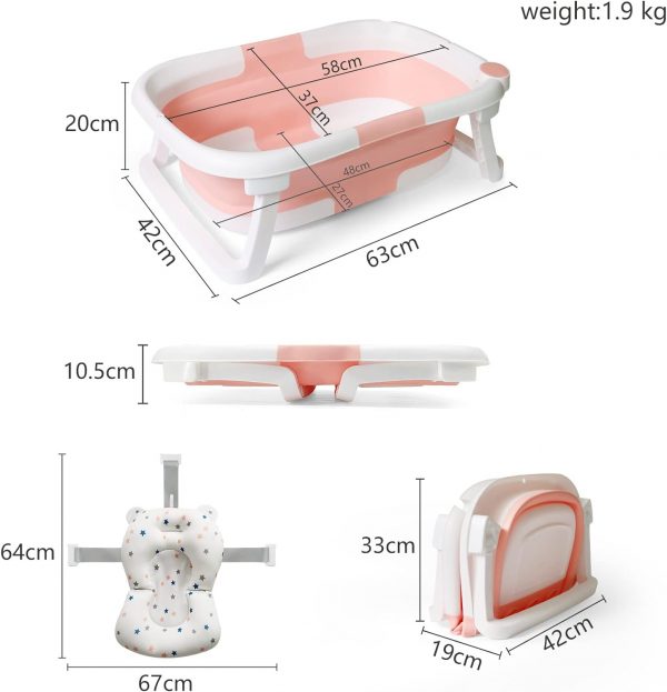 Baignoire Bébé Pliable - Rose - taille Rose