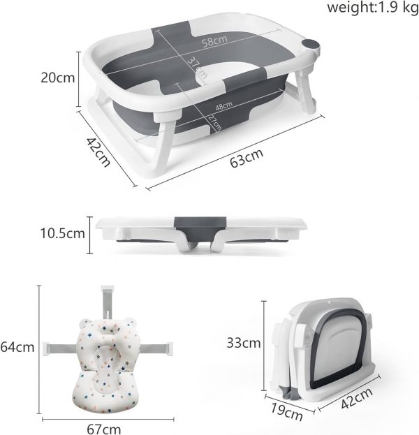 Baignoire Bébé Pliable - Gris - taille gris